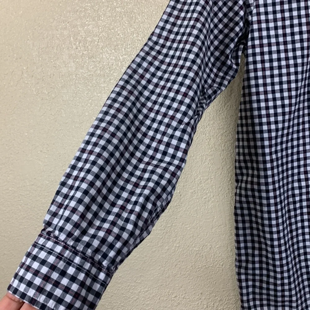 GAP Boys Shirt Plaid White black Red XXL 14-16 Long Sleeve Cotton